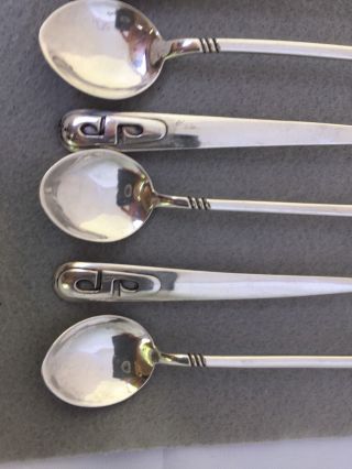 8 Mid Century Modern Sterling Silver Spoons Frank Patania Sr 8 1/2” Monogram S 8