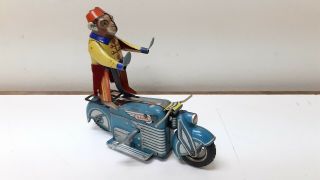50s Rare Gama 125 Tin Wind Up Acrobat Monkey On Motorcycle Us Zone Germany
