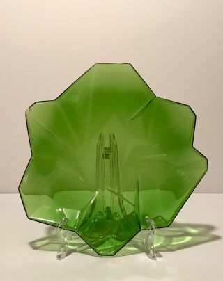 Rare Consolidated Glass Ruba Rombic Jungle Green 8 " Salad Plate Art Deco Phoenix