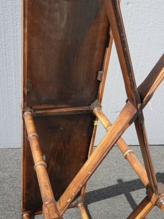 Vintage French Country Brown Sofa Table by Brandt w Round Finials 12