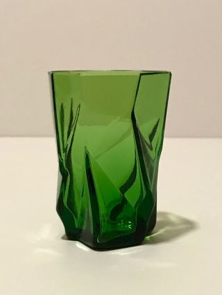 Rare Consolidated Ruba Rombic Jungle Green Whiskey Shot Glass Art Deco Phoenix
