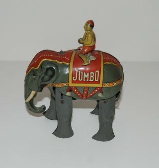 1940s Vintage Tin Jumbo Elephant Wind Up Toy (us Zone Germany)