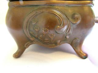 Antique Art Nouveau - B & W 174 - Copper - Jewelry Box - Signed - Landscape Scenes,  Flowers 6