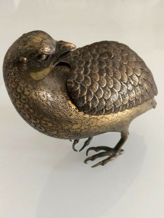 Antique Japanese Or Chinese Signed Stamped Incense Burner Bronze Bird 19 Century