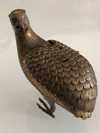 Antique japanese or chinese signed stamped incense burner bronze bird 19 century 2