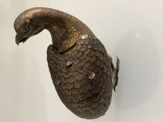 Antique japanese or chinese signed stamped incense burner bronze bird 19 century 5