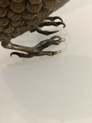 Antique japanese or chinese signed stamped incense burner bronze bird 19 century 6