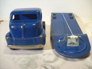 1949 TONKA TOYS MOUND METALCRAFT CABOVER TRUCK,  LOWBOY TRAILER PRESSED STEEL TOY 10