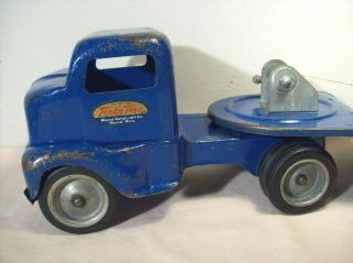 1949 Tonka Toys Mound Metalcraft Cabover Truck,  Lowboy Trailer Pressed Steel Toy