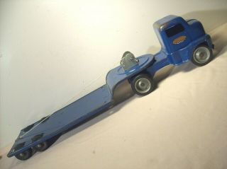 1949 TONKA TOYS MOUND METALCRAFT CABOVER TRUCK,  LOWBOY TRAILER PRESSED STEEL TOY 2