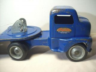 1949 TONKA TOYS MOUND METALCRAFT CABOVER TRUCK,  LOWBOY TRAILER PRESSED STEEL TOY 4