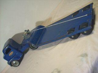 1949 TONKA TOYS MOUND METALCRAFT CABOVER TRUCK,  LOWBOY TRAILER PRESSED STEEL TOY 8