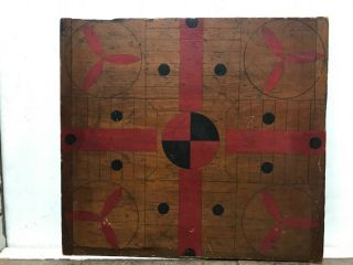 Antique Board Game Folk Art Parcheesi Hand Made Ready To Hang