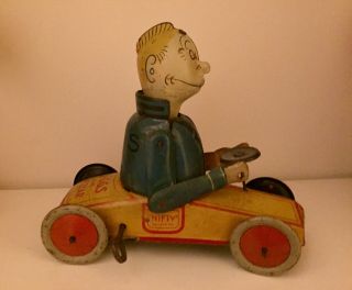 Scarce Maggie Jiggs Auto Car Windup Toy Nifty 1920 Antique Tin Germany