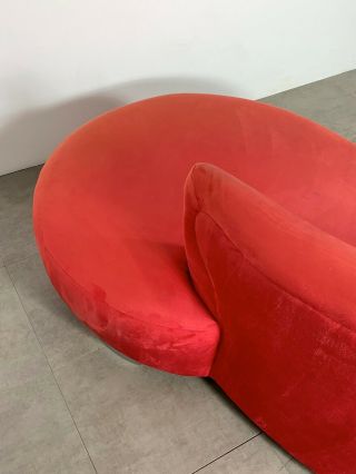 Vintage Red Vladimir Kagan Style Cloud Sofa Serpentine Mid Century Modern Chrome 5