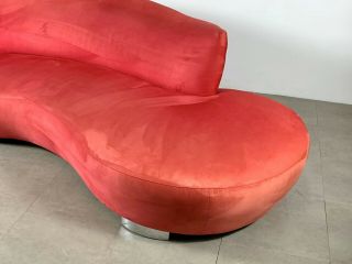 Vintage Red Vladimir Kagan Style Cloud Sofa Serpentine Mid Century Modern Chrome 6