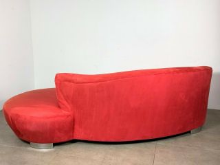 Vintage Red Vladimir Kagan Style Cloud Sofa Serpentine Mid Century Modern Chrome 7