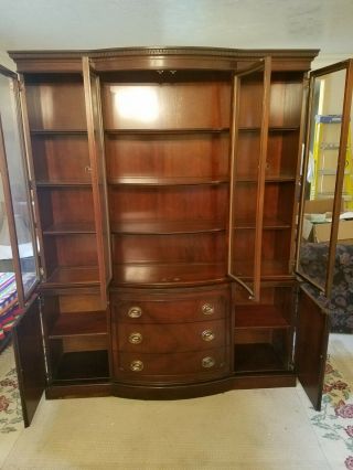 Vintage DREXEL China Cabinet Hutch Bow Front Mahogany All 2