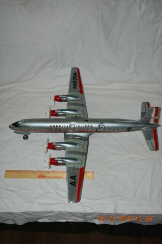 1950s Yonezawa Japan Big American Airlines Dc7 Battery Op Tin Airplane