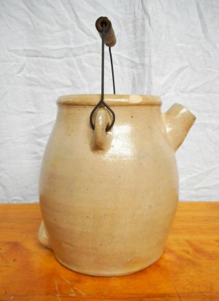 Signed Antique Stoneware Batter Jug E W Farrington Elmira York 3