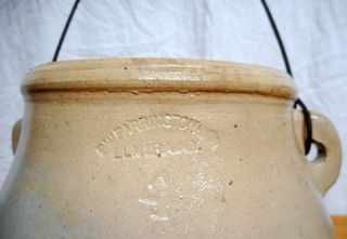 Signed Antique Stoneware Batter Jug E W Farrington Elmira York 8