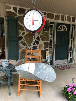 1980s Chatillon 20 Lb.  Hanging Produce Scale W/ Scoop Farm Stand,  General Store