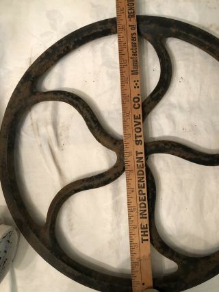 2 Antique Cast Iron 16 Inch Farm Belt Pulleys / Wheels 6