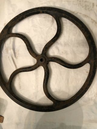2 Antique Cast Iron 16 Inch Farm Belt Pulleys / Wheels 7