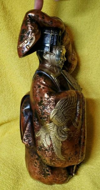 Japan bronze porcelain statue Toyo kabuki dancer w/ removable mask & fan 2nd 2