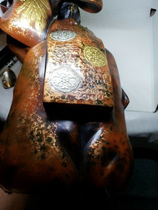 Japan bronze porcelain statue Toyo kabuki dancer w/ removable mask & fan 2nd 8