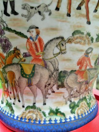 Large Chinese Famille Verte Ginger Jar Floor Vase UW Orange Hunt Scene Horse 19 