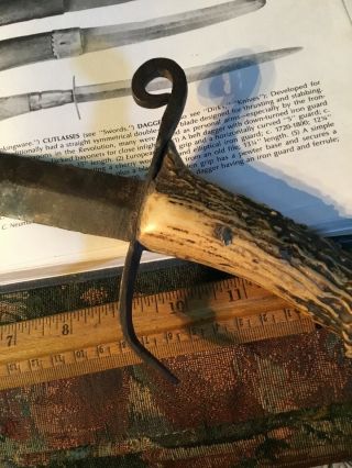 Revolutionary War 18th Century Iron Guard 1700’s Belt Knife Dagger Stag Ha 3