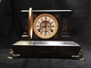 1880 Ansonia - Cast - Iron Mantle Clock - Figural Gargoyle Heads 7