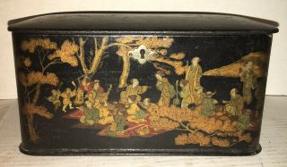 19th Century Chinese Gilt Gold Lacquer Export Tea Caddy