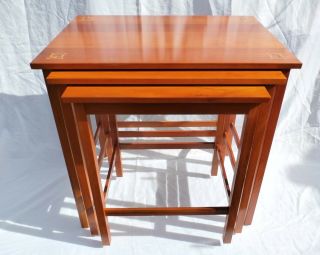 Three Harvey Ellis Stickley Nested Cherry Tables With Inlays