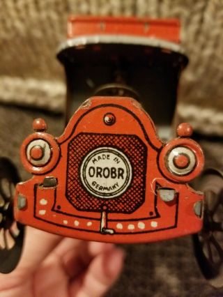 OROBR 1 wind up Double Decker Red Bus Tin Toy Germany,  1910 - 1920, 2