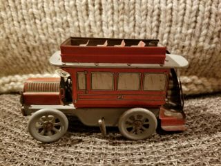 OROBR 1 wind up Double Decker Red Bus Tin Toy Germany,  1910 - 1920, 3