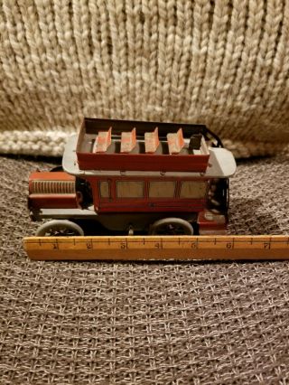 OROBR 1 wind up Double Decker Red Bus Tin Toy Germany,  1910 - 1920, 5