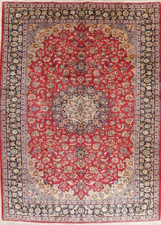Vintage Traditional Floral Red Persian Area Rug Oriental Hand - Knotted Wool 10x14