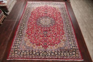 Vintage Traditional Floral RED Persian Area Rug Oriental Hand - Knotted Wool 10x14 2