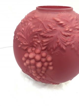 Victorian Cranberry Satin Glass Globe Shade Banquet Hanging Grape Consolidated 2