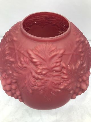 Victorian Cranberry Satin Glass Globe Shade Banquet Hanging Grape Consolidated 3