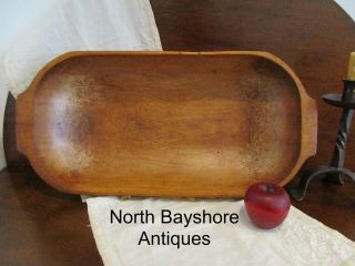 Antique 1820s England Hewn Cherry Wood Trencher Dough Bowl With Ears Aafa