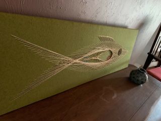 Large Mid Century Modern Nautical/ Coastal Fish String Wall Art 44 X 14