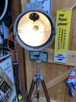 Rare 1950s Bullfinch Tripod Spotlight Lamp Light Theatre Industrial 11