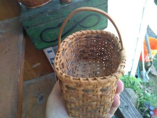 Rare Estate Old Antique Primitive Cherokee Miniature Splint Basket Folk Art AAFA 10