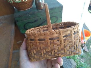 Rare Estate Old Antique Primitive Cherokee Miniature Splint Basket Folk Art AAFA 11
