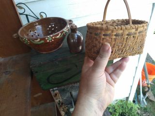 Rare Estate Old Antique Primitive Cherokee Miniature Splint Basket Folk Art AAFA 2