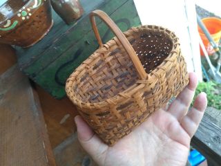 Rare Estate Old Antique Primitive Cherokee Miniature Splint Basket Folk Art AAFA 5