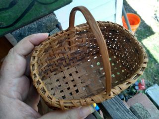 Rare Estate Old Antique Primitive Cherokee Miniature Splint Basket Folk Art AAFA 7